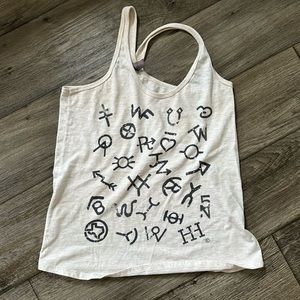 Western Graphic Tan Tank Top Sz Small